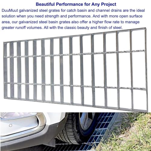 Image of Galvanized Steel Drain Grate, Driveway Channel Cover 20x12