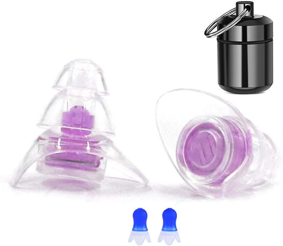 Tvoip 2 Pair Soft Silicone Ear Plugs Protection Reusable Professional Earplugs Noise Reduction for Sleep DJ Musicians Party Motorcycle (Purple)