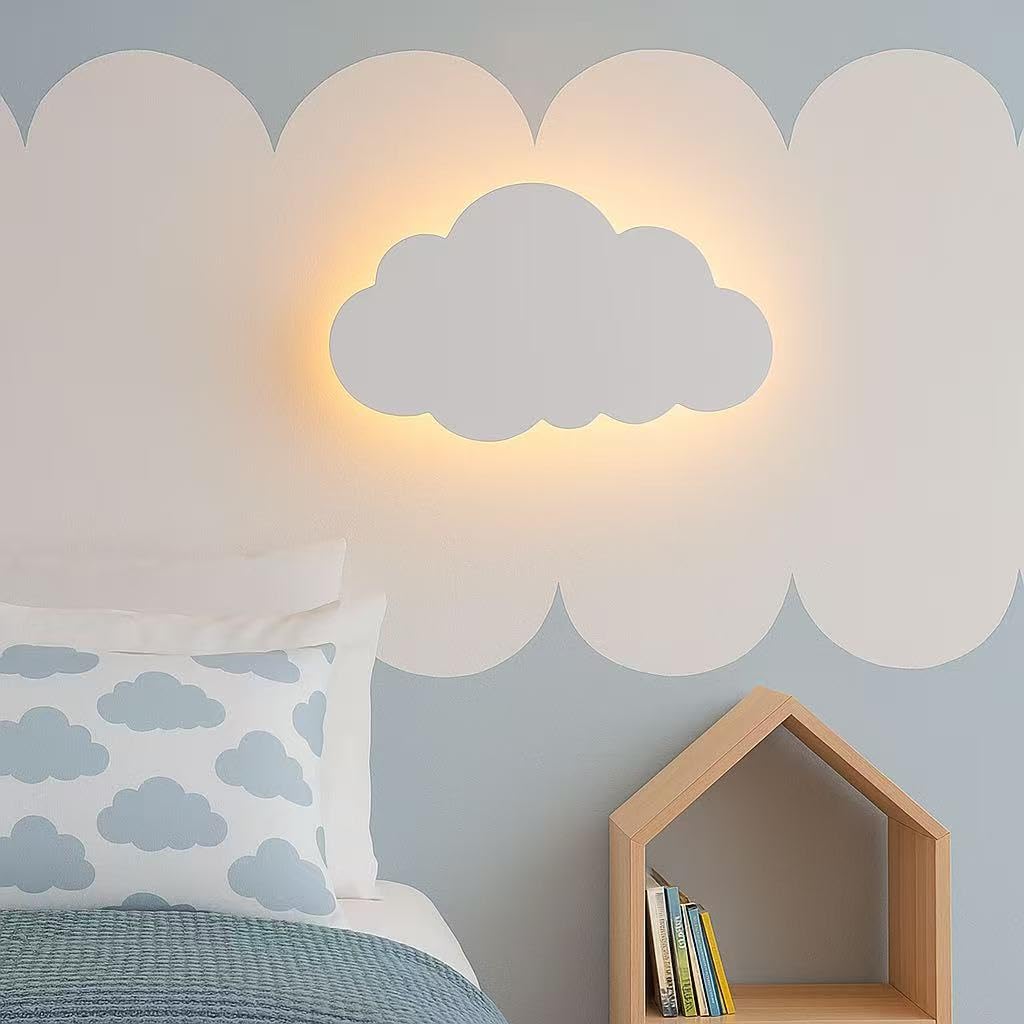 Applique da muro LED 9W design nuvola, luce regolabile 3000K-6500K, lampada da parete per camera da letto bambini soggiorno AQ28-B3C