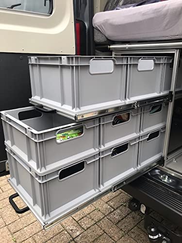 Grill-Good Regalsystem Kastenwagen 2x90cm Teleskopauszüge Caravanregal Heckgarage fertig vormontiert, Silber
