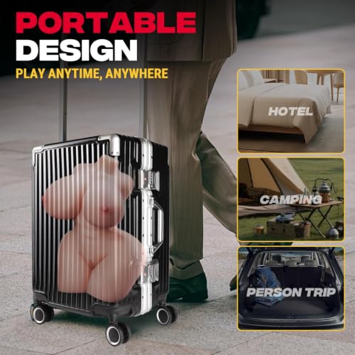 Image of 28LB Sex Doll Male Masturbator with Luggage - 2:1Hip-to-Waist Ratio Male Sex Toy with Soft Boobs Big Butt & Tight Vigina Anal Tunnel, Realistic Sex Dolls Torso Pocket Pussy Built-in Skeleton