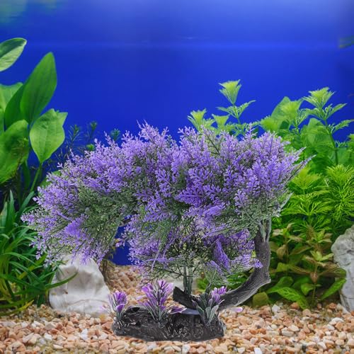 Image of Ipetboom 1PC Aquarium Plants Fish Tank Decoration Artificial Fish Tank Decorations for Household and Office Aquarium Simulation Fish Tank Accessories Aquarium Ornament Fake Purple Bonsai