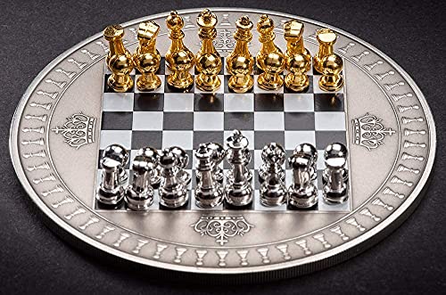 Image of Chess Chess Board Game 2 Oz Silver Coin Niue 2018 Antique Finish