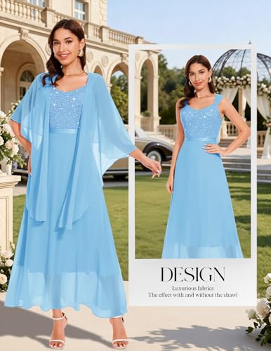 Image of BeryLove Summer Formal Wedding Guest Prom Dresses Sequin Cocktail Evening Lace Elegant Mother of The Bride Dress