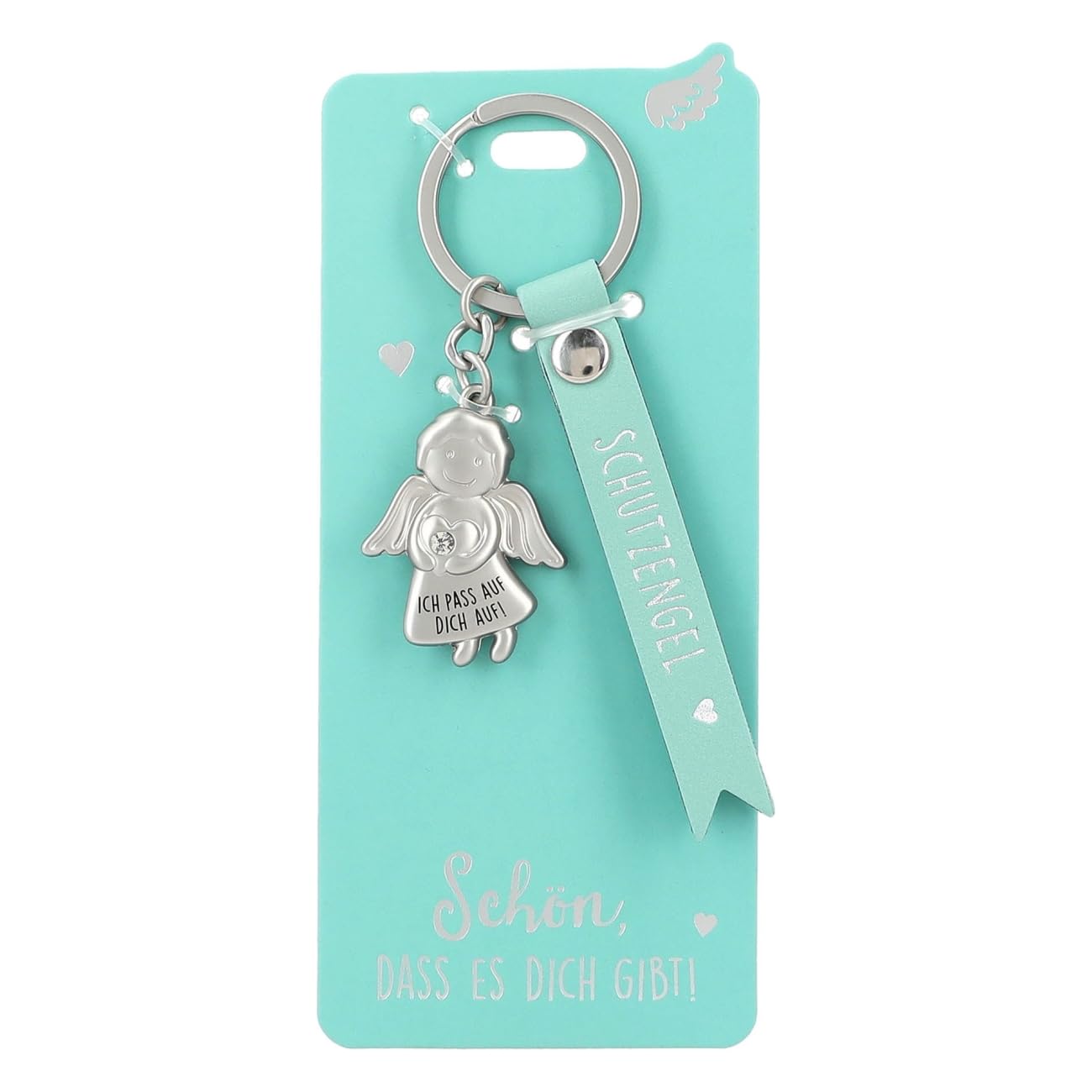 Depesche 11770-014 11770-014 Guardian Angel Keyring Metal Lucky Charm with Loving Message and Faux Leather Strap