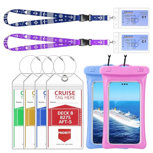 Lammcou Etiquetas de Equipaje XXL para Cruceros, Porta-Tarjeta Impermeable & Funda Móvil Estanca – Set de Accesorios de Viaje con Lanyard, Must-Have para AIDA, TUI