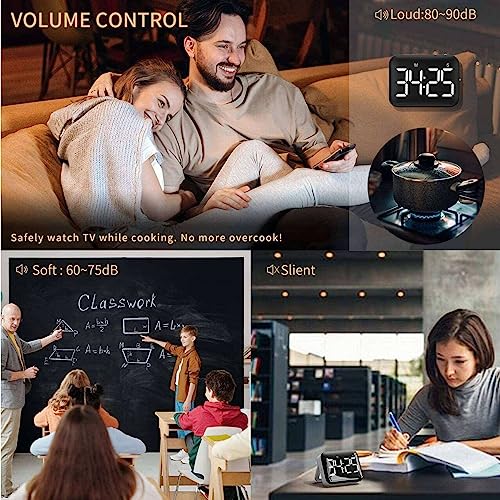 Lot de 3 minuteries de cuisine numériques magnétiques LED