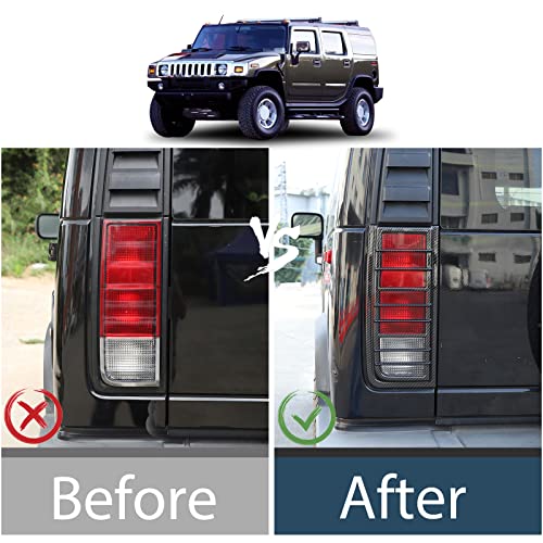 Car Taillight Cover For Suv Hummer H2 2003-2009, Smoked Tail Light Shell Trim Cover, Rear Tail Lamp Decorative Protection Trim,Rear Lamp Light Shell Shade (Carbon Fiber Grain) #TOP3