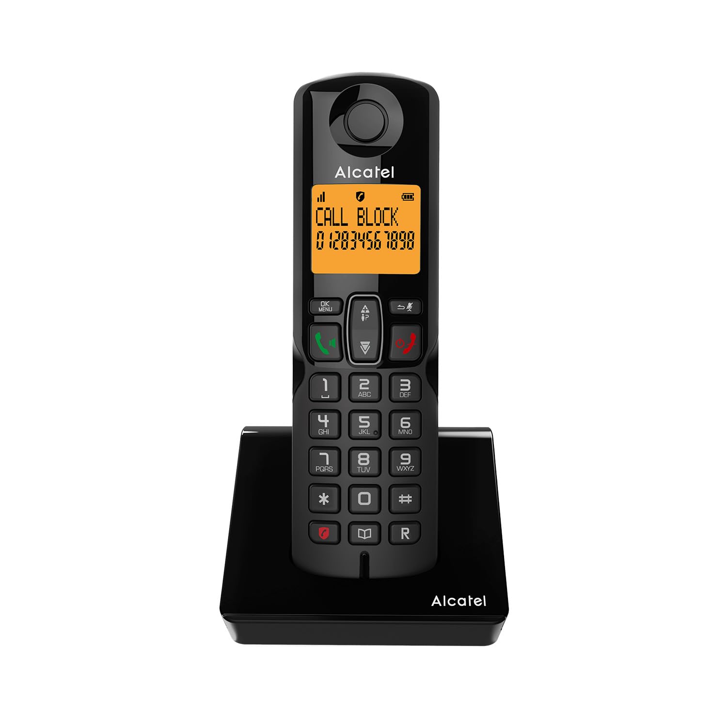 ALCATEL S280 - Teléfono inalámbrico DECT - Diseño Compacto - Pantalla Grande retroiluminada - Manos Libres - Bloqueo de Llamadas - Agenda 50 contactos - Negro - 1