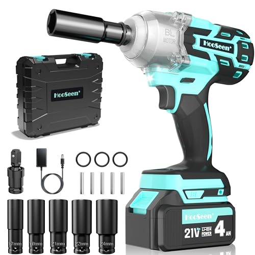 Cordless Impact Wrench Impact Driver Kit 1/2 Impact Gun 21V Brushless High Speed Torque 445 Ft-lbs Impact Drill, Electric Socket Wrenches 4.0Ah Battery Powered Half Inch Craftsman Power Tool Set