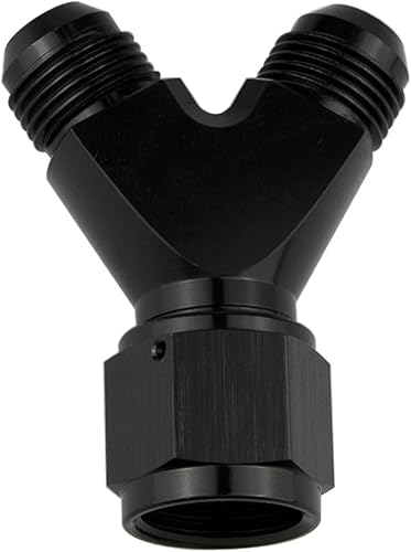 Miniatura 2 de Accesorios en T de aluminio con bloque en Y -10 AN hembra giratorio a 2 x -10 AN macho conector adaptador de manguera divisor de bloque en Y doble,