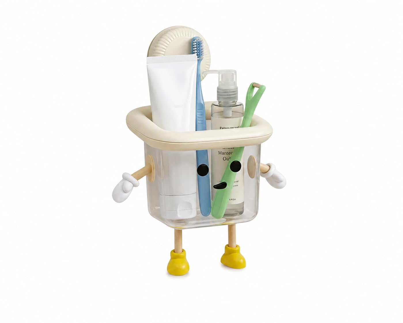 Cartoon Toothbrush Holder for Bathroom, Wall Mounted Cute Kids Toothpaste & Brush Stand with Strong Self-Adhesive, Punch-Free Hollow Drainage Organizer Box for Washbasin-image-27