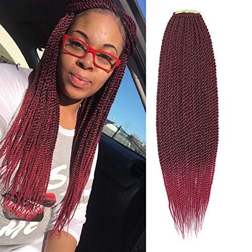 Befunny 8Packs 14" Senegalese Twist Crochet Hair Braids Small Micro Burgundy Red Twists Crochet Braiding Hair Senegalese Twists Hairstyles For Black Women 20strands/pack (14",T1B/Burgundy#)