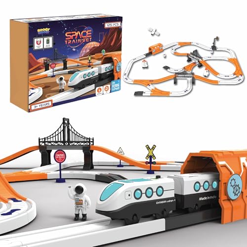 BOOGYWOOGY Space Themed Train Set - 125 Piece Battery-Operated Train Toys for Kids | DIY Magnetic Train Tracks Set with Lights and Sounds | Educational Railway Track Set for Kids 3+ | Made in India (B0DC4NYHXJ) Amazon Price History, Amazon Price Tracker