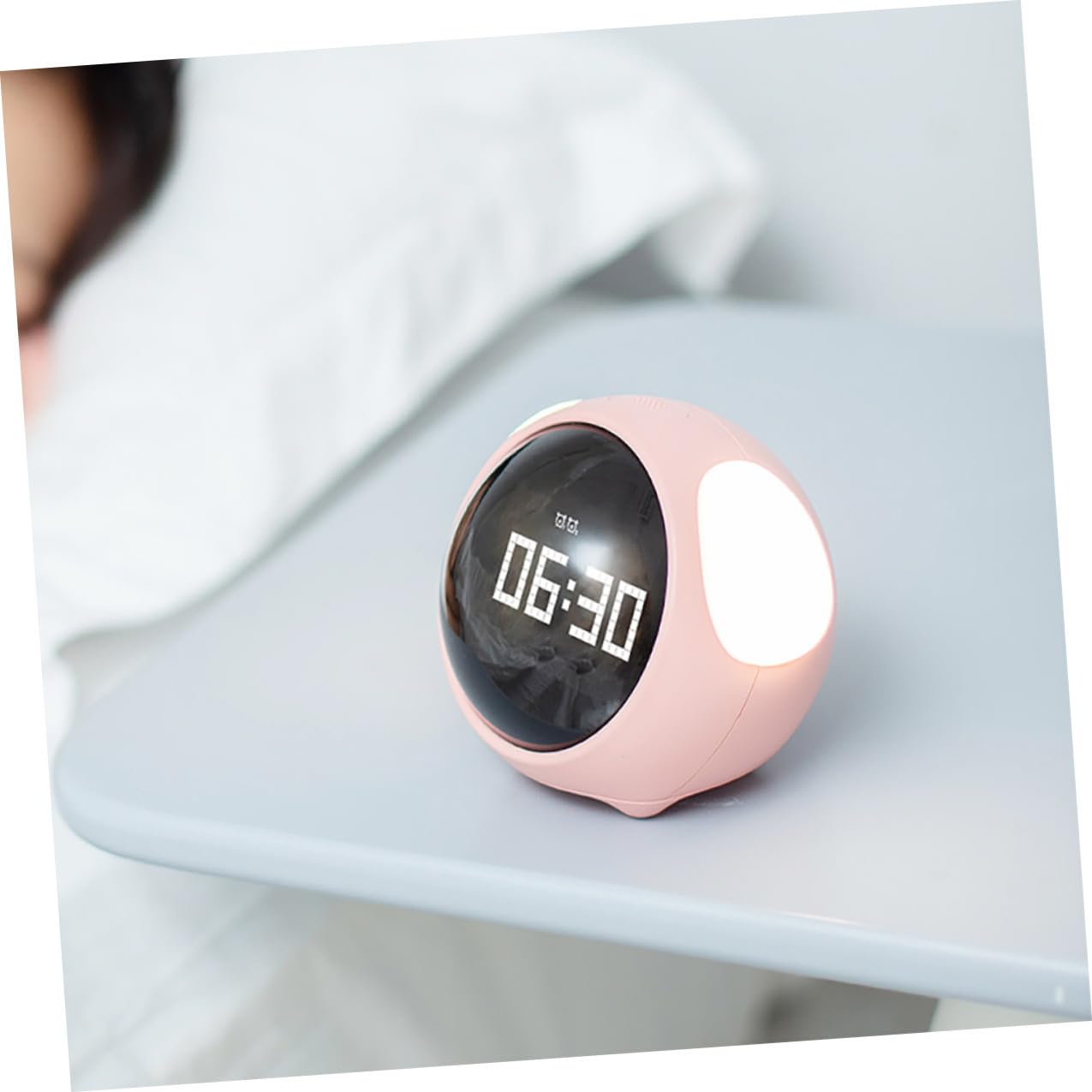 Reloj Despertador Digital Infantil LED con Alarma Luminosa y Control por Voz Reloj Inteligente Recargable para Luz Nocturna Nocturna Rosa para Habitación