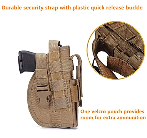 Acexier Universal Tactical Gun Holster Right Hand Molle Pistol Holster Combat Airsoft Waist Belt Holster For 1911 45 92 96 Glock(Khaki) #TOP1