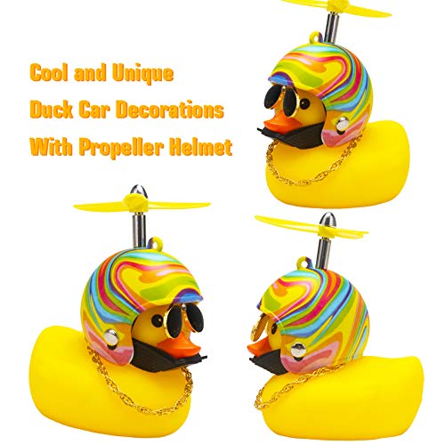 Image of wonuu Rubber Duck Car Decorations Cute Yellow Duck Car Dashboard Ornaments with Propeller
