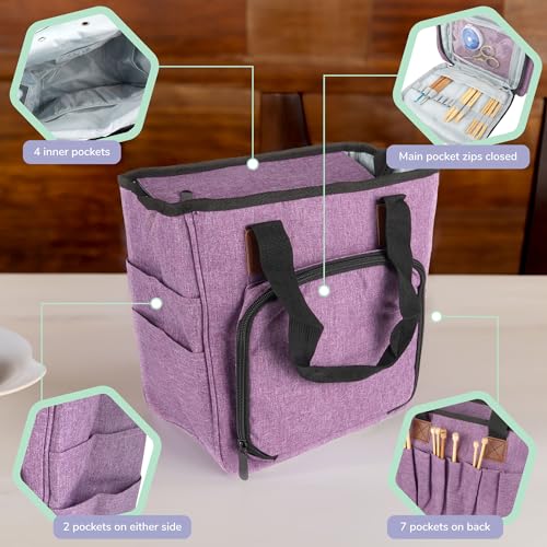 Image of JubileeYarn Square Fabric Yarn Storage Tote Bag - Flora - 1 Bag