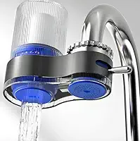 Purificador de Água para Torneira 2 Filtros Lavável e Removível Filtro De Torneira Purificador - YODHE (Cinza)