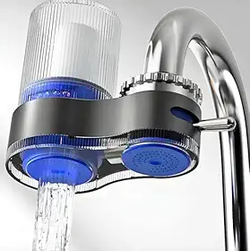 Purificador de Água para Torneira 2 Filtros Lavável e Removível Filtro De Torneira Purificador - YODHE (Cinza)