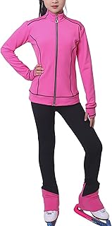 Traje de Patinaje Artístico para Mujer, Conjuntos de Chaqueta y Pantalones de Patinaje sobre Hielo Entrenamiento Competencia Profesional Ropa de Patinaje(Size:XXL,Color:Rosado)