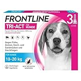 FRONTLINE TRI-ACT Hund M gegen Zecken, Flöhe & Mücken (10 bis 20 kg) - 3X Pipetten für bis zu 3 Monate Schutz - wasserfest - perfekt auf Reisen