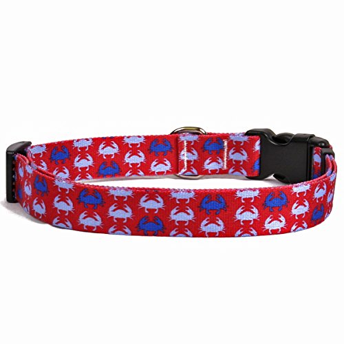 Image of Yellow Dog Design Blue Crabs Dog Collar 3 /8 inch Wide and Fits Neck 4 to 9 inch