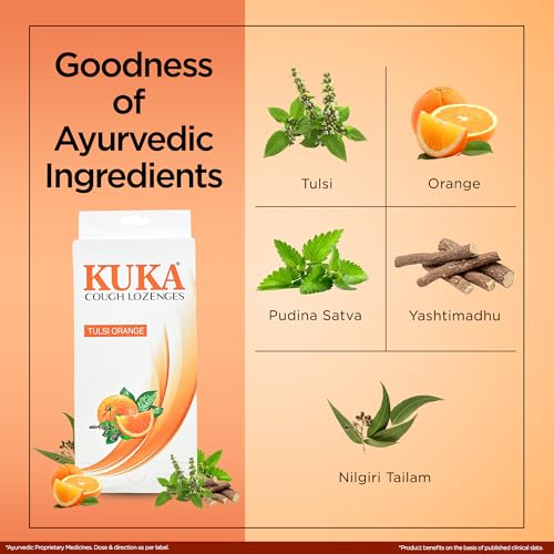 Image of Multani Kuka Cough Lozenges (24X8 Strip) | Tulsi Orange Cough Lozenges | Quick Relief From Cough, Sore Throat & Throat Irritation | Ayurvedic Cough Relief Products (192 Lozenges)