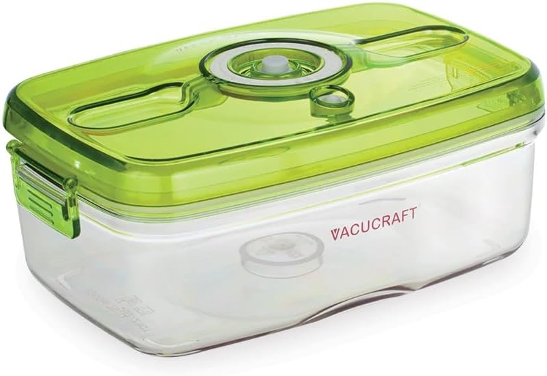 VacucraftPlastic Food Storage Containers with Airtight Lids - Rectangle Food Storage Containers with Lids - Great for Vegatables, Fruits and Meats - Keeps Food Fresh - Vacuum Seal Containers for Food