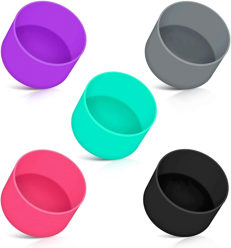 5 Pieces Protective Silicone Boot Anti-Slip Bottom Sleeve Cover Silicone Flex Boot for Sports Water Bottles for 12oz-24oz Water Bottles Accessories (5COLOR)
