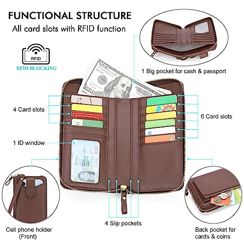 Image of Peacocktion RFID Crossbody Wallet Purse for Women Small Travel Cell Phone Purses Trendy Vegan Leather Bags with Card Slots