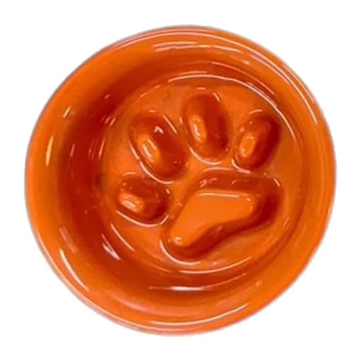 フードボウル 早食い防止 肉球 単品 スタンドフードボール 犬 猫 ペット 食器 陶器 日本製 おしゃれ かわいい 餌入れ pet181 (スタンド不要/オレンジ)