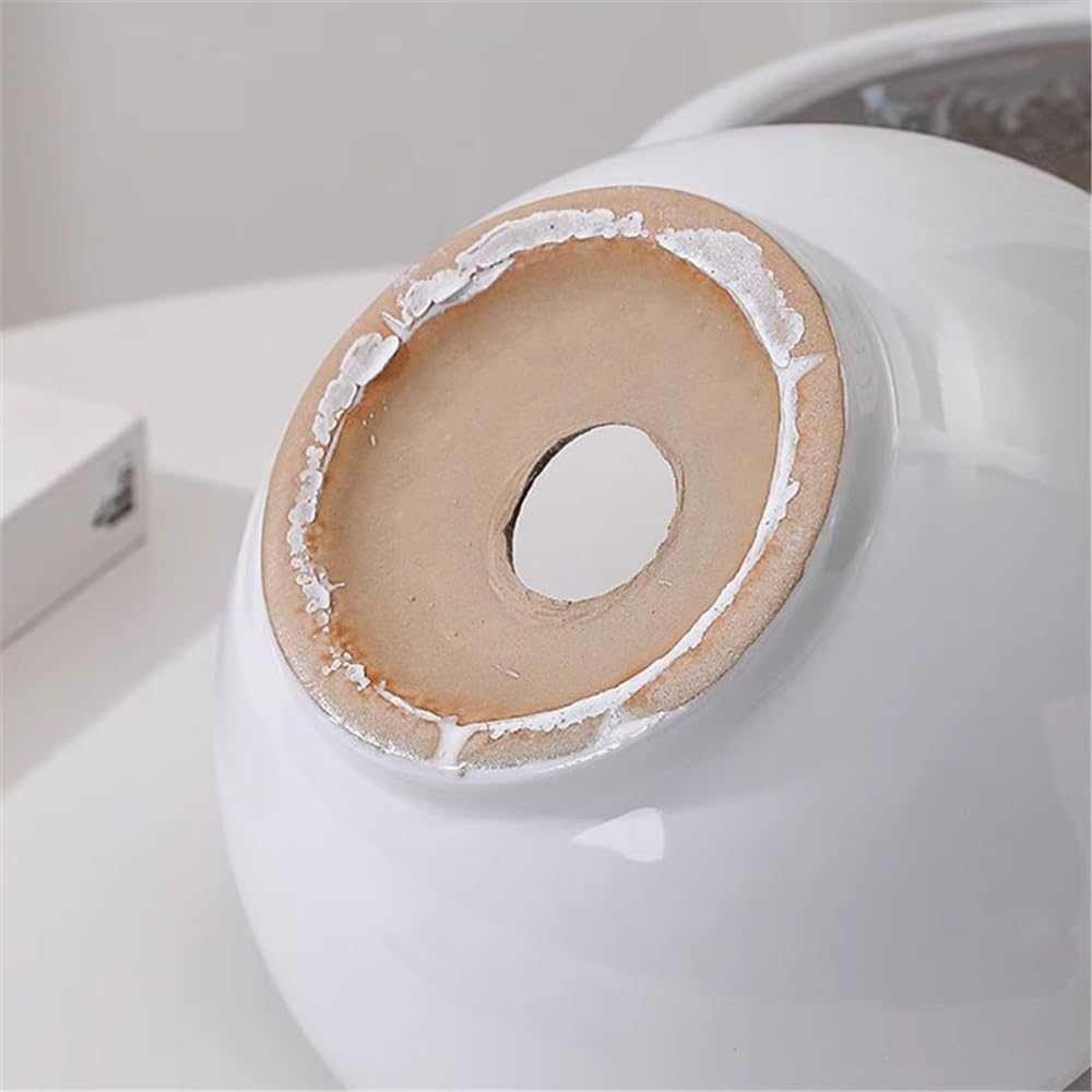 Doniczki na kwiaty, białe, ceramiczne doniczki z otworami odpływowymi, pojemnik na rośliny, donica dużego kalibru, stojąca do wewnątrz i na zewnątrz ceramiczne doniczki