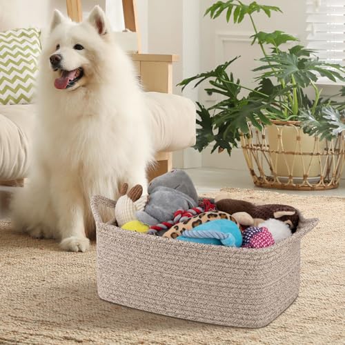 Image of OIAHOMY Woven Basket, Gift Basket Empty with Gift Bags and Ribbons, Rope Baskets for Baby Showers, Storage Baskets with Handles for Nursery, Pet Toy Organizer - Brown