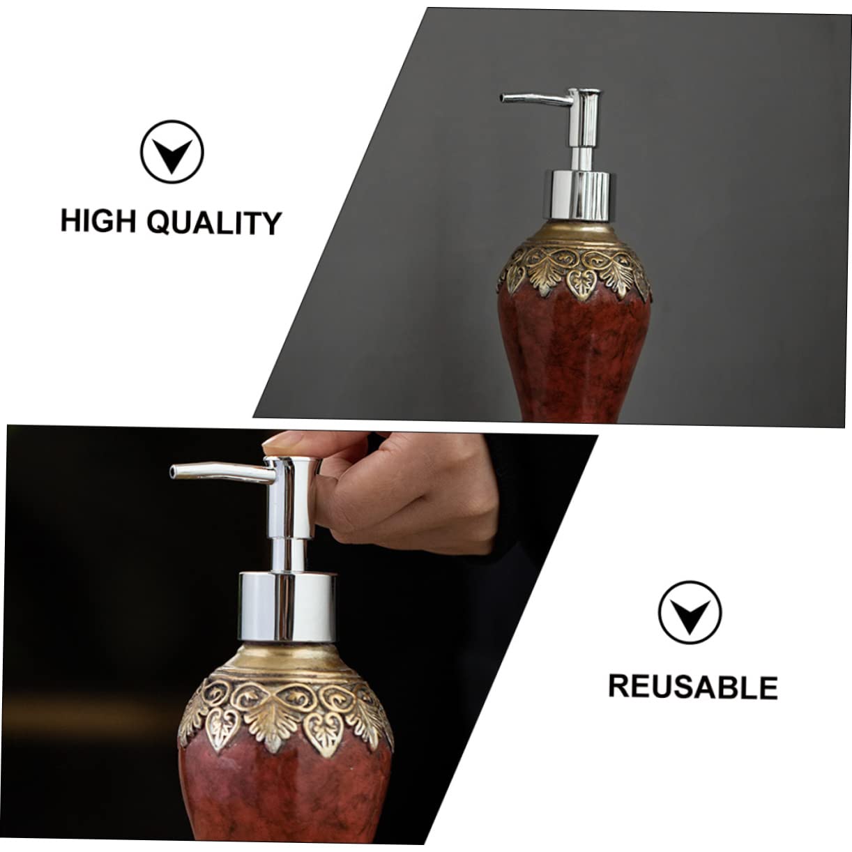 PACKOVE Dispenser Liquido con Design Retro per Shampoo e Lozione Erogatrice per Bagno Ottima Decorazione per Domestici