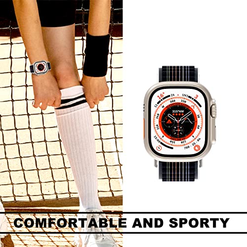 Aokoor Upgrade Design Alpine Loop Compatible For Apple Watch 41/40/38Mm Adjustable Rugged Nylon Solo Loop With Stainless Steel G-Hook For Iwatch Series 8/7/6/Se/5/4/3/2/1 Midnight #TOP2