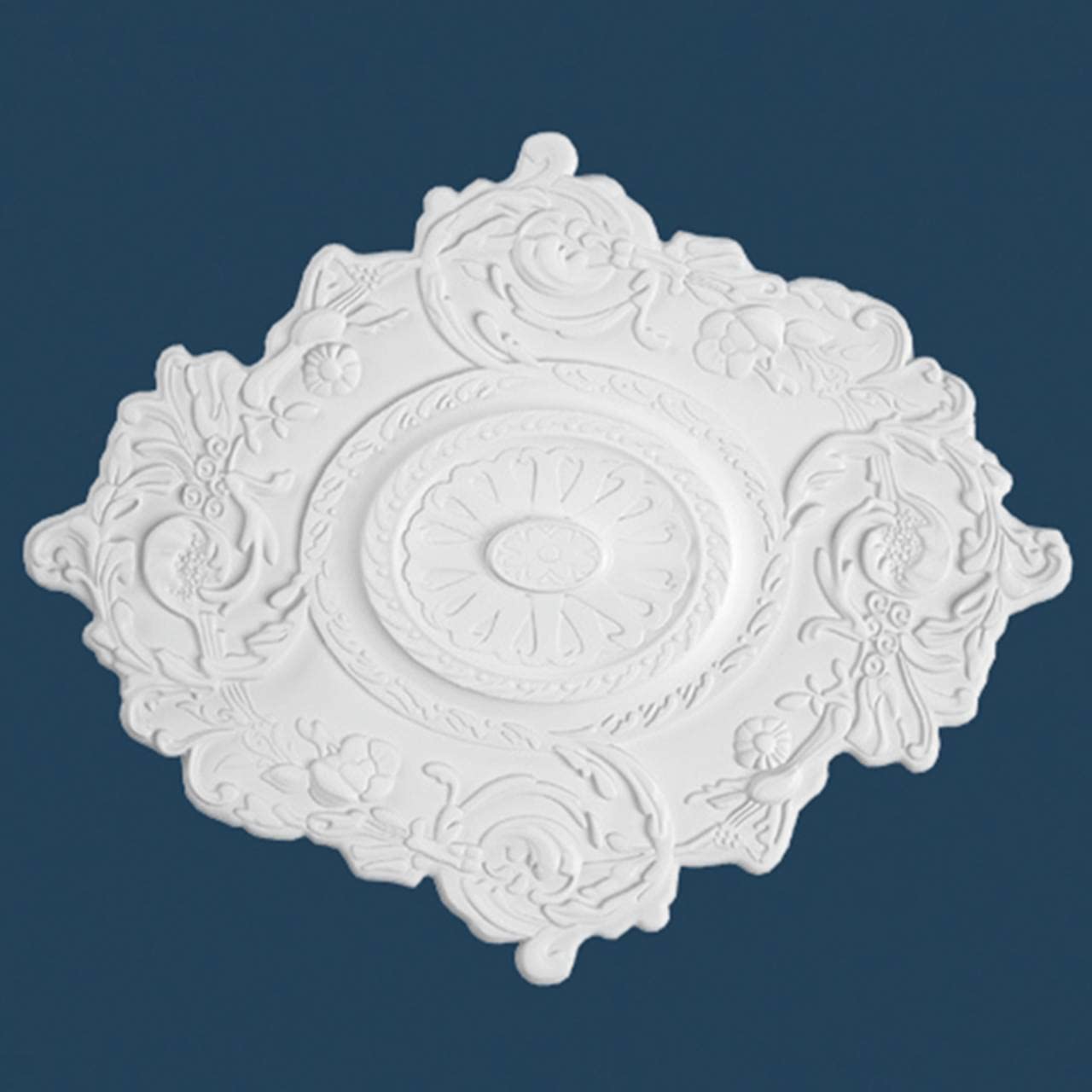 PROVISTON | Rosetta bloccata | Polistirolo | Diametro 700 x 570 mm | Bianco | Alta qualità | Stabile | Assemblaggio semplice | Rosette a soffitto | Design a parete