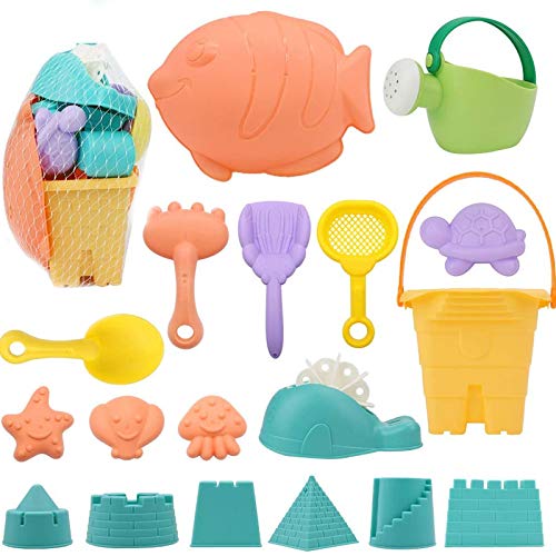 AYUQI 18 Piezas Juguetes Arena para la Playa，Moldes de Arena para Niños Kit de Herramientas Modelo de Verano al Aire Libre para niños