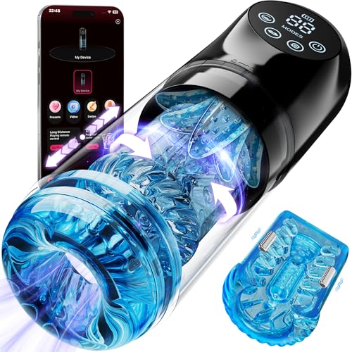 Male Masturbator Sex Toys for Men - AI Sync Male Sex Toy 9S Penis Pump & 9 Thrusting Rotating & 9 Vibrating Sucking Licking Modes Pocket Pussy Stroker Mens Sex Toy with LCD APP for Adult Toys & Games