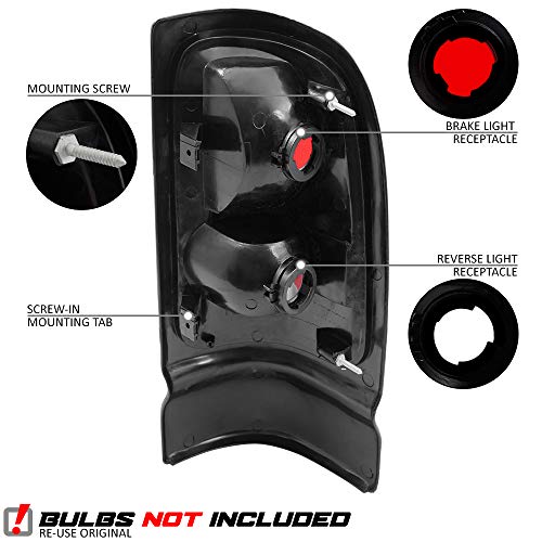 Epic Lighting Amoe Replacement Rear Brake Tail Lights Assembly Compatible For Dodge 94-01 Ram 1500 (W/Textured Black Bezel) 94-02 Ram 2500 3500 [ Ch2800122 55055265Ac Ch2801122 55055264Ac ] Pair #TOP2