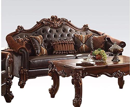 Acme Vendome Ii Sofa W/5 Pillows - - 2-Tone Dark Brown Pu & Cherry #TOP18