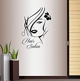 Wall Vinyl Decal Home Decor Art Sticker Hair Salon Sign Girl with Stylish Hair Scissors Room Removable Stylish Mural Unique Design
