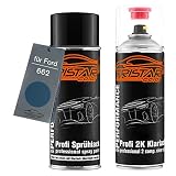 TRISTARcolor Vernice per auto Kit bombolette spray 2K per Ford 662 Jeans Blue Metallic Bomboletta a spruzzo vernice di base 2 componenti vernice trasparente