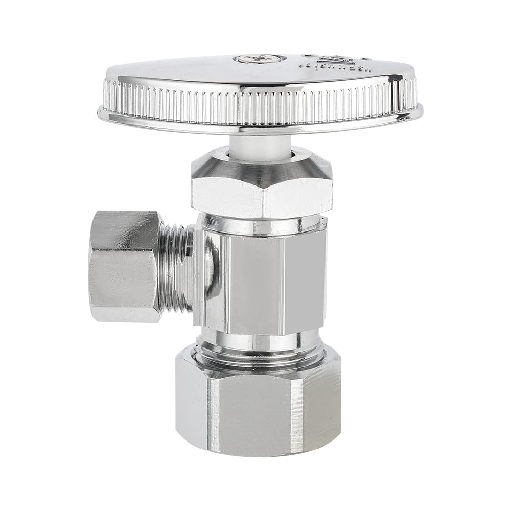 EFIELD Lot de 10 soupapes d'arrêt d'angle multi-tours 1/2" Nominal (5/8" OD) Compression x 0,95 cm OD, LF Plaque en laiton chromé