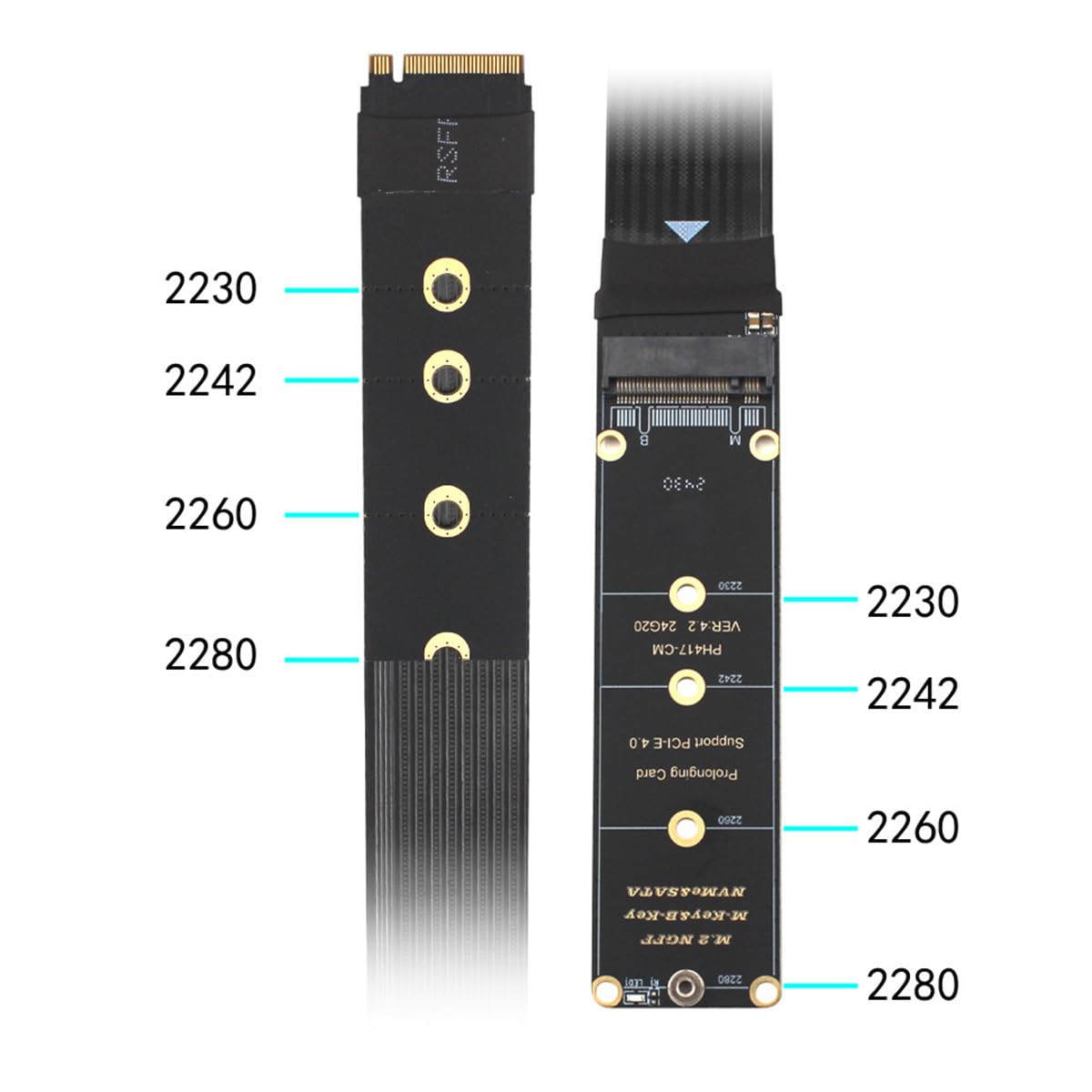 CY Adattatore NGFF M-Key NVME maschio a femmina estensione cavo PCI Express 30 cm PCI-E 4.0 per scheda madre SSD 2230/2242/2260/2280