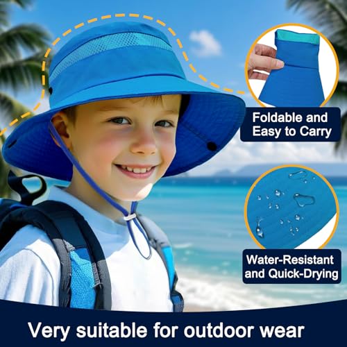 Outdoor Kids Sun Hat for Boys Girls Wide Brim Mesh Bucket Hat UPF 50+ Sun Protection Breathable Summer Fishing Safari Hat3