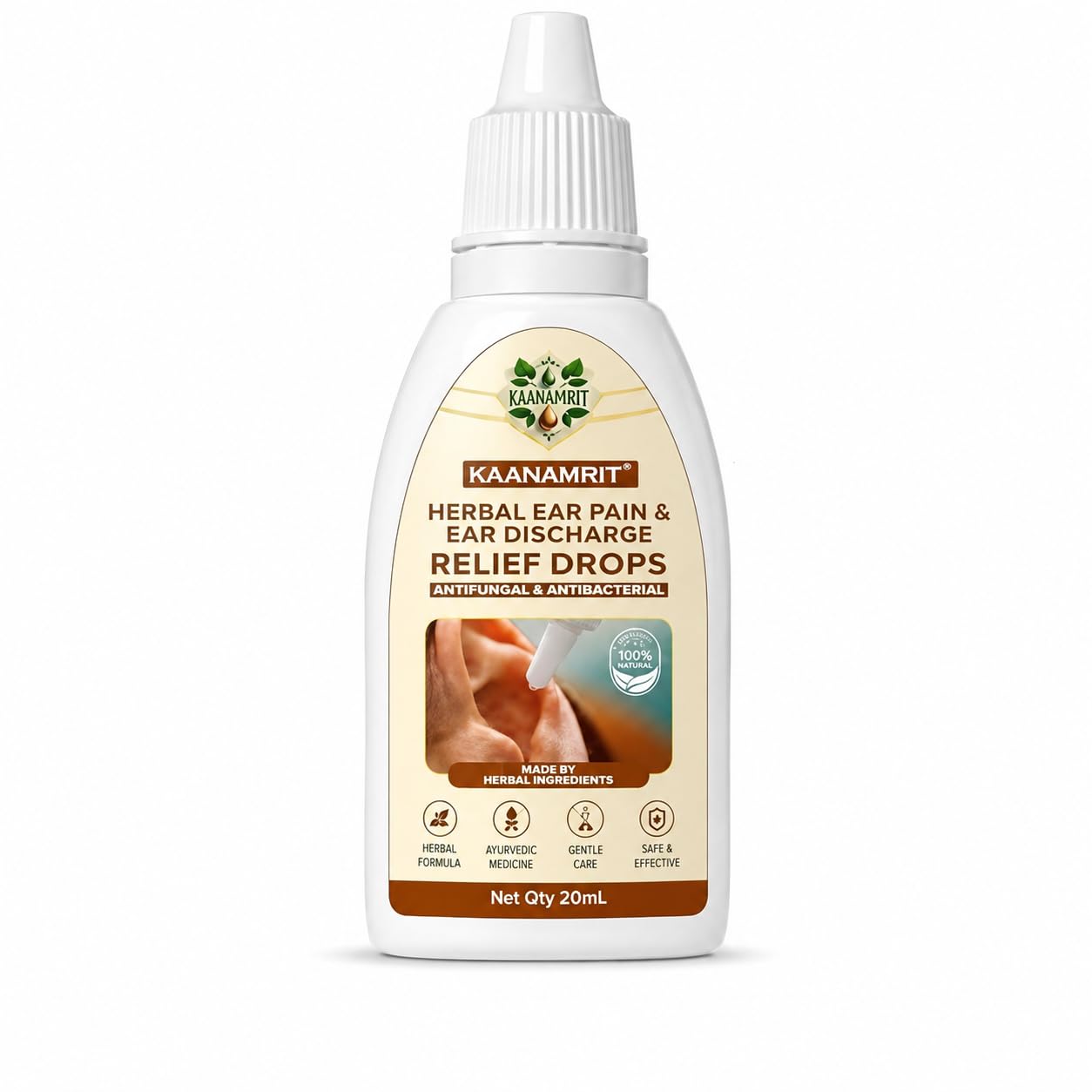 Herbal Ear Drops for Ear Pain & Ear Discharge Care | Ayurvedic Ear Relief Drops with Neem, Tulsi, Haldi, Ajwain & Kapoor | Antifungal & Antibacterial Ear Drop | 20 ml pack of 1-image-43