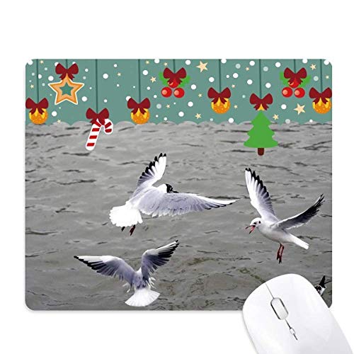 Tapis de souris Ocean Water antidérapant avec motif oiseaux de mer en tissu