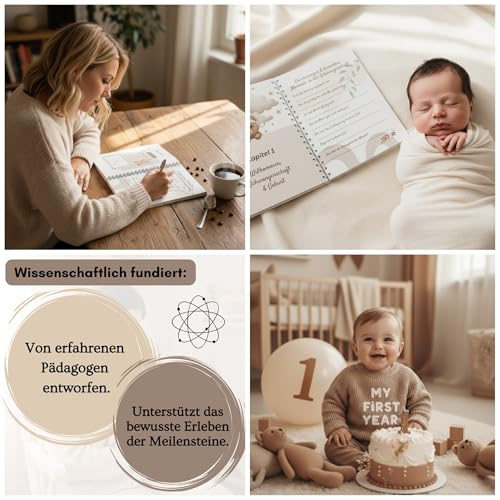 Mein erstes Jahr Babyalbum/Tagebuch, Mama Buch zum ausfüllen, Baby Geschenk Junge Mädchen, Geschenk zur Geburt, Baby Buch, Willkommen Zuhause Baby, Schwangerschaftstagebuch, Neugeborenen Geschenk