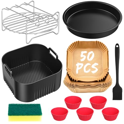 Airfryer Zubehör für Chefman 3,75 l, Tefal Easy Fry Compact 3 L, Philips Essential 4,1L, 11 Stück Heißluftfritteuse Zubehör für Tefal 3 L, Chefman 3,75 l, Wiederverwendbar Airfryer Accessories